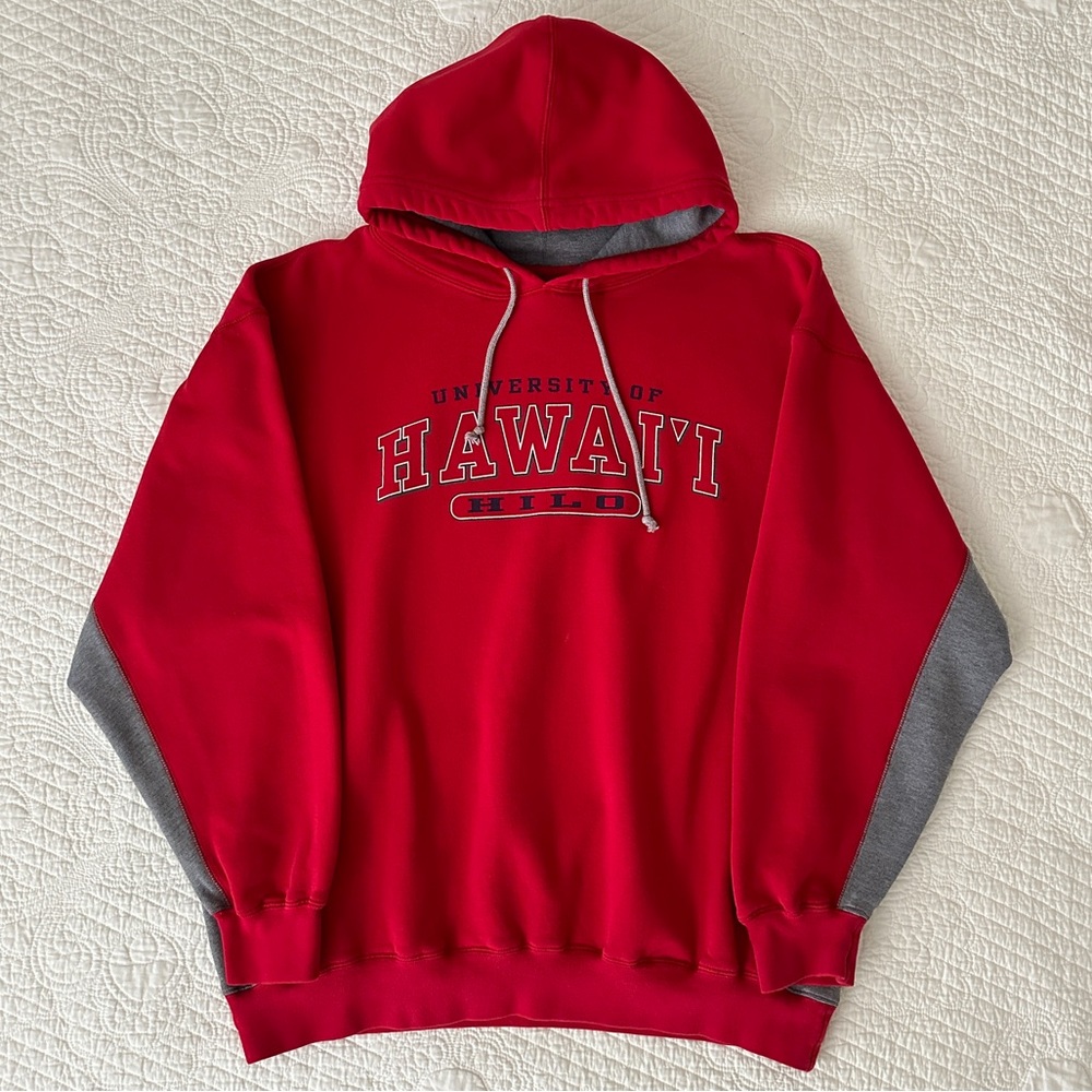 Vintage JanSport University of Hawaii Hilo Red Hoodie Sweatshirt Pullover Large